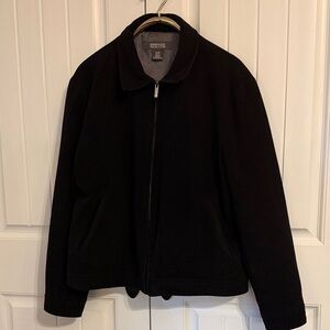 Kenneth Cole Men's Reaction XL black wool-blend lined zip-up jacket.